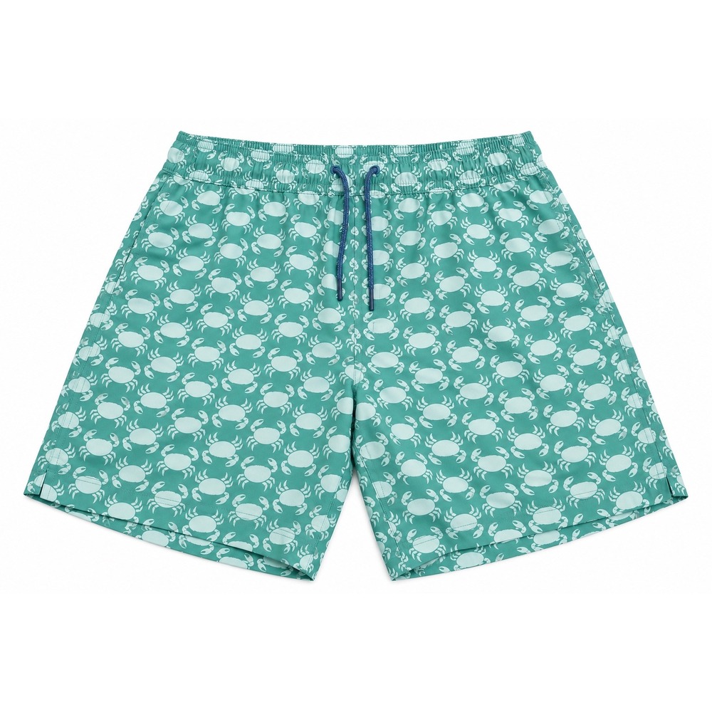 Crewcuts Boys Green Crab Print Swim Trunks Board Shorts Size 10 CG930